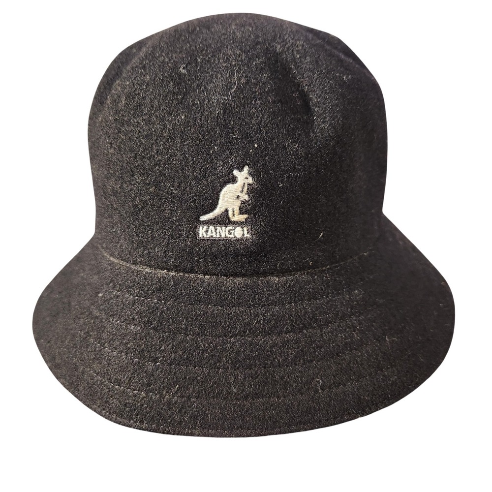 Vintage Y2K Kangol Hat Bucket Mens‎ Medium Black Wool Lahinch Street Hip Hop